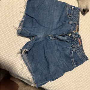 Pilcro and the Letterpress Blue Jean Shorts Frayed Hem